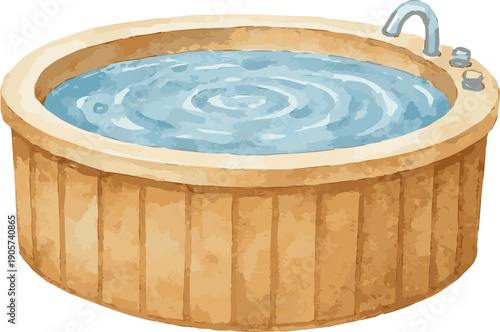 Vector watercolor illustration of a jacuzzi