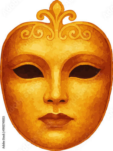 Vector watercolor illustration of a venetian carnival mask