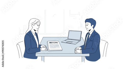 Professional woman presenting her resume to a male interviewer during a business meeting or job interview for corporate recruitment purposes
