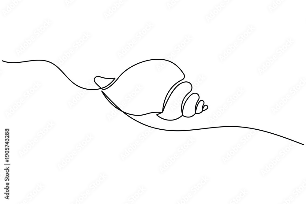 Obraz premium Seashell icon continuous one line art style minimal outline beach design