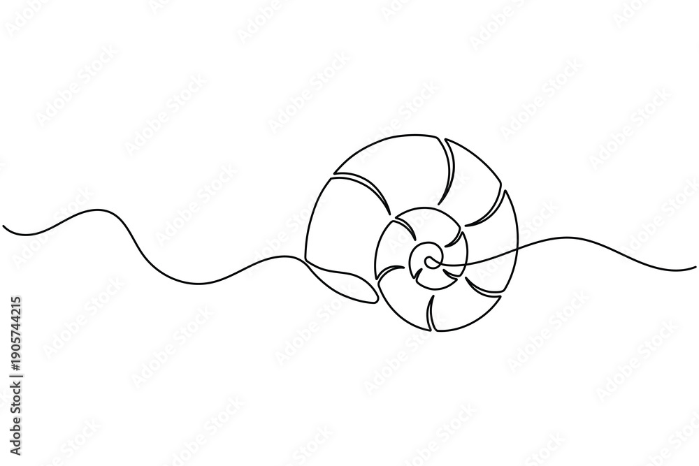 Obraz premium Seashell icon continuous one line art style minimal outline beach design