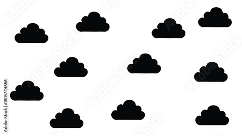 Cloud Pattern Seamless Background Representing Cloud Computing, Scalable Data Storage, SaaS Design And Technology Infrastructure Visual Asset