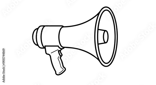 Megaphone or Bullhorn Line Art Illustration. Handheld Loudspeaker Icon for Announcement and Marketing Concepts.