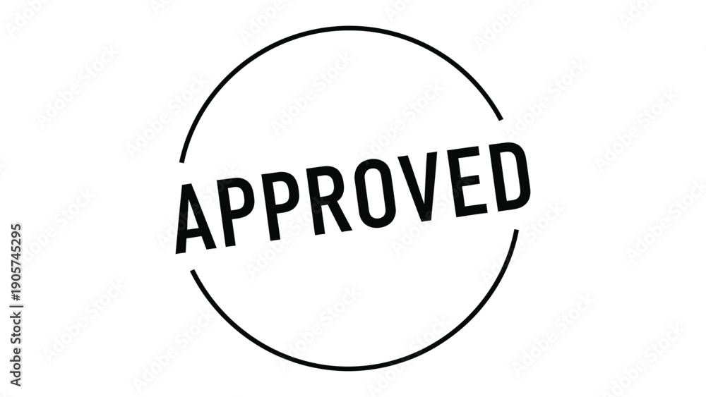 Fototapeta premium Approved Stamp: A simple yet impactful stamp bearing the word APPROVED, encircled by a bold, clean line, symbolizing endorsement, validation, and consent.