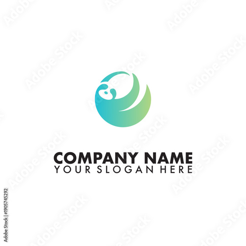 Modern Earth and Sloth Logo with Blue Green Gradient Design isolated on white background