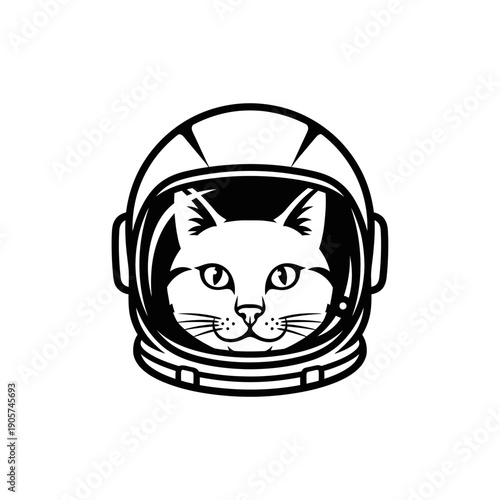Astronaut Cat Wearing Helmet, Space Exploration, Cute Animal in Space Suit