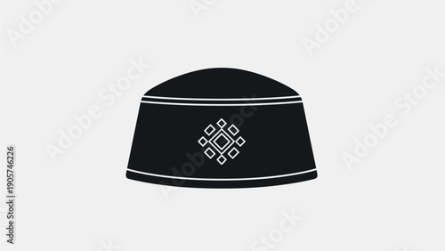 Traditional Black Hat with White Embroidery