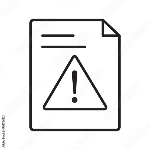 Warning document line icon, alert message, error notice, and important information, vector illustration.