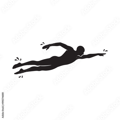 Simple Swimming Motion Silhouette Logo