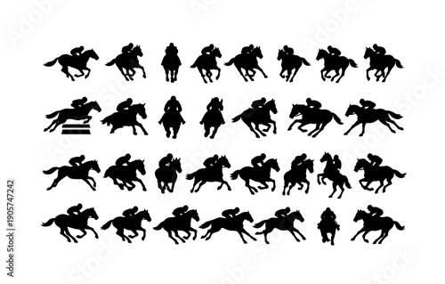 Silhouette horse gallop animation sequence for motion studies