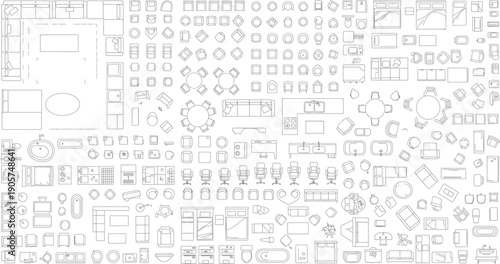 Isolated technical blueprint on transparent background