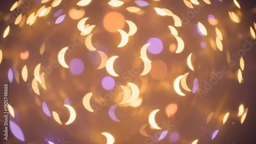 Abstract Crescent Moon Bokeh Lights Background Video.