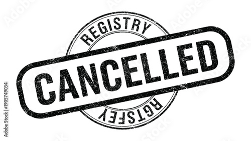 Cancelled Stamp: A close-up shot of a round cancelled stamp, the word cancelled prominently displayed within the stamp. It's a clear representation of cancellation.