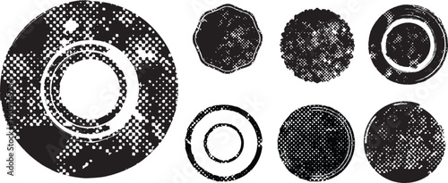 Grunge post Stamps Collection, Circles. Banners, Insignias , Logos, Icons, Labels and Badges Set . vector distress textures.blank shapes.
