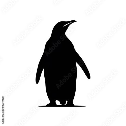 Standing Penguin Silhouette Vector – Antarctic Flightless Bird Icon for Design