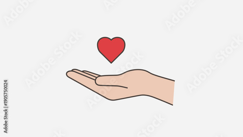 Hand Holding Red Heart Symbolizing Love and Care