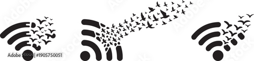 Wifi signal transforms into flock of birds icon