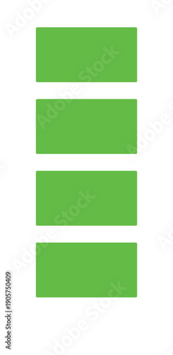 Green rounded rectangle panels stacked in a vertical column for user interface mockups app onboarding screens dashboard sections presentation placeholders and simple layout templates