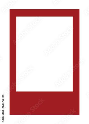 Minimal red instant print style frame with large inner window and wide bottom margin suitable for greeting inserts event announcements product labels and packaging mockup layouts