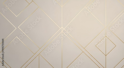 A modern and sleek geometric patterned wall with gold lines on a beige background