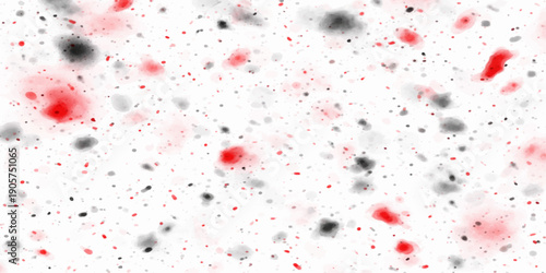 Vibrant red blood cells float over a grunge red paint background with watercolor splashes and a liquid ink texture pattern for a creative medical illustration design