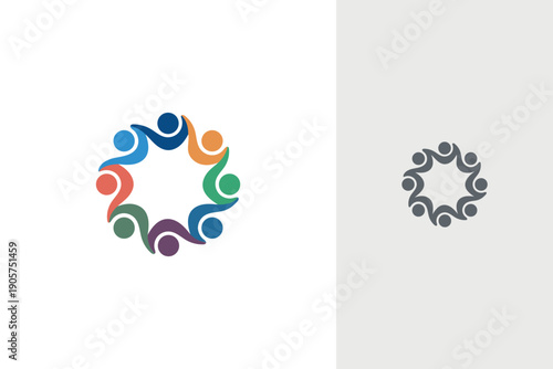 Colorful People Circle Community Logo Design
