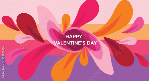 A colorful Valentine's Day graphic with a flower design and happy message