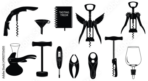 Wine Opener Tools Vector Icons