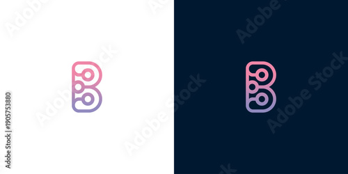 Vibrant gradient initial B logo combining interconnected nodes and pathways, perfect for modern technology, digital solutions, and creative data branding