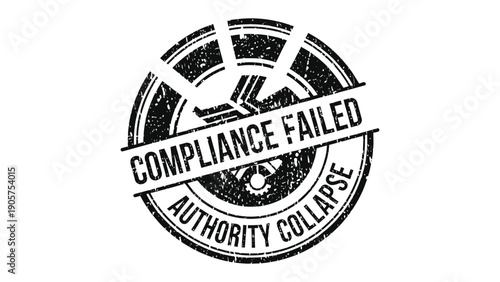 Compliance Failure: A stark illustration of failure and regulatory issues, the stamp powerfully conveys a message of breach, collapse, and the need for accountability.