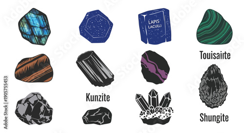 Mineral Specimens Vector Icons