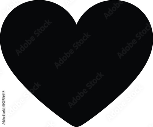 Heart symbol rendered in solid black is a classic icon representing love, passion, and affection for use in various creative design projects.