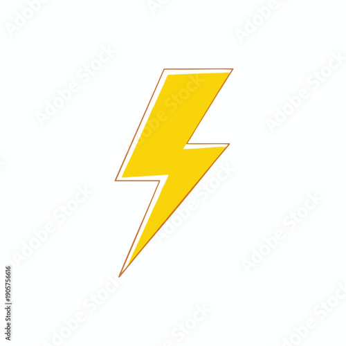 Stylized Yellow Lightning Bolt Icon for Dynamic Power and Energy Concept