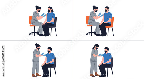 Modern industrial recycling plant illustration featuring automated conveyor belts processing machines and professional workers for manufacturing graphic design