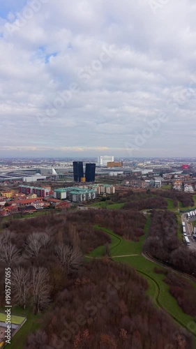 Aerial view of parco nord and sesto san giovanni, milan