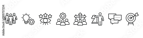 Leadership banner web icon vector illustration concept for team management with an icon of guidance, solution, vision, teamwork, direction, strategy, communication and goal