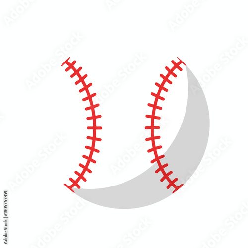 Close up of a Partially Worn Baseball with Red Stitching on a White Background