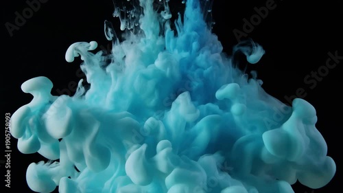 Hyper-realistic paint droplets merging underwater background