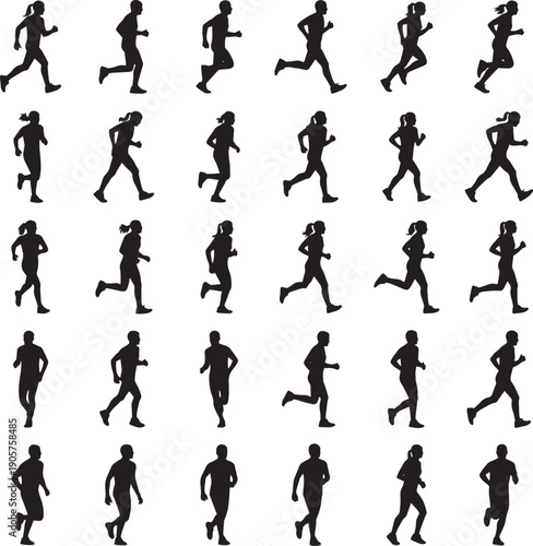 Woman running motion sequence silhouette graphic background wallpaper
