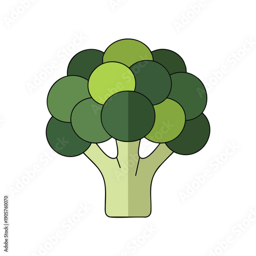 Stylized Illustration of Fresh Green Broccoli in a Minimalist Design