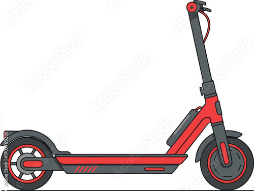 Modern electric kick scooter for urban transportation. Eco-friendly micro-mobility vehicle vector illustration.