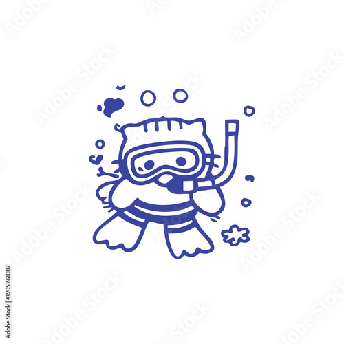 Cartoon Scuba Diver Underwater Illustration