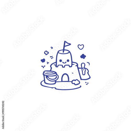 Smiling Sandcastle with Bucket and Spade