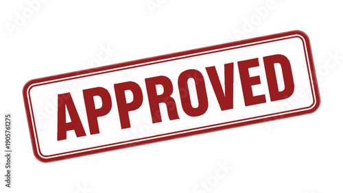 Approved Stamp: A bold red stamp reading APPROVED signifying acceptance or authorization. A clear visual symbol for confirmation of agreement.