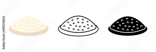 白ご飯のフードアイコンセット｜ライス・主食を表現したシンプル和食ベクターイラスト/Steamed Rice Food Icon Set | Plain Rice Staple Food Simple Vector Illustration 