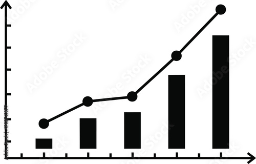 A line graph and bar chart combination