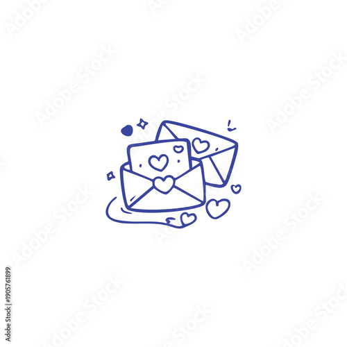 Love Letters and Hearts Surrounding Envelopes