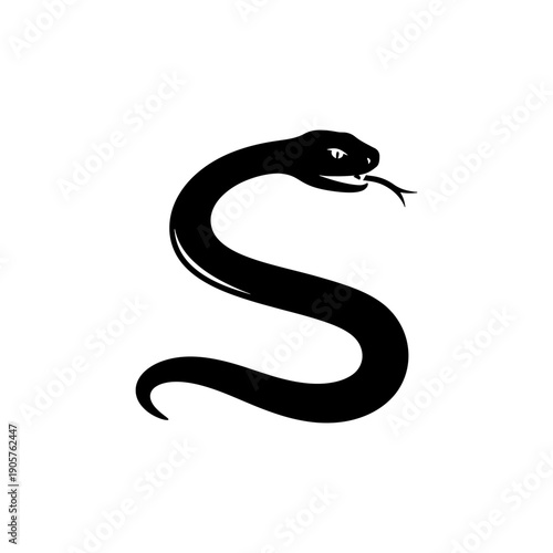 Wallpaper Mural A striking black snake curves and coils forming an elegant s shape silhouette Torontodigital.ca