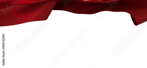 Elegant red fabric curtains cascading against a pristine white backdrop. Perfect for textures, back