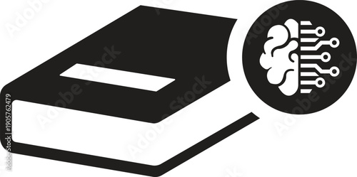 Artificial Intelligence Education Icon, Ai powered book icon vector illustration